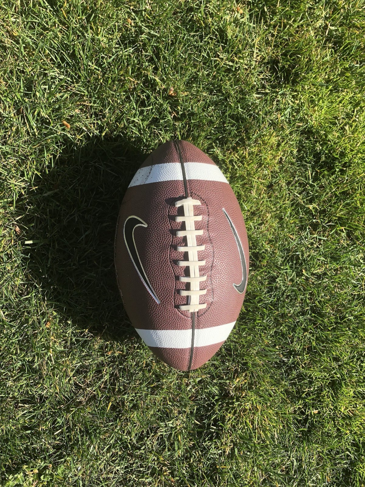 A football in the grass